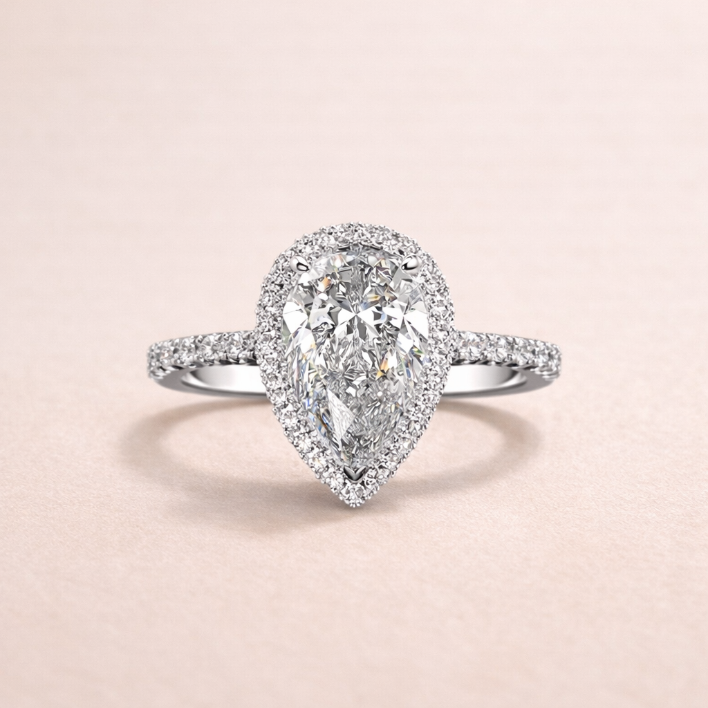 Pear Halo Ring