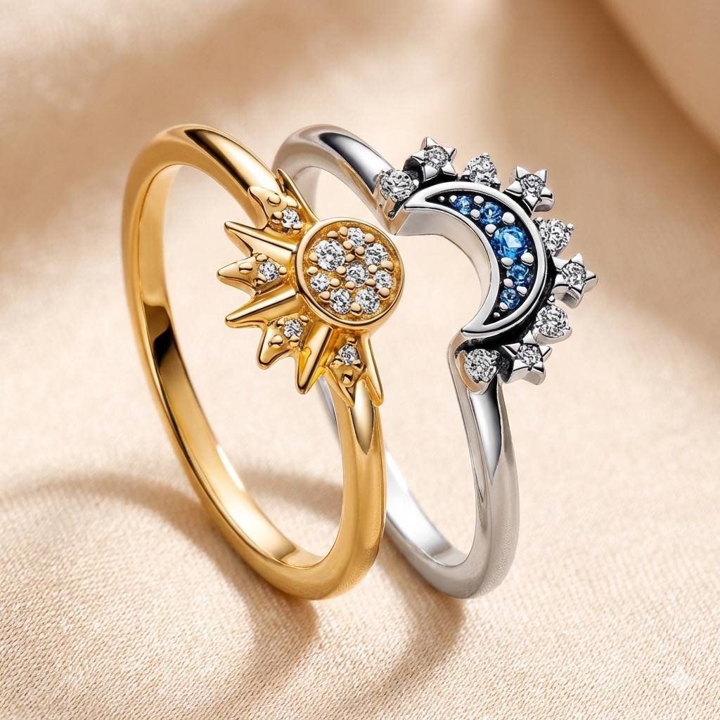 Bague Soleil Éclat Doré – Acier Inoxydable