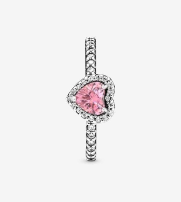 Bague Cœur Rose Surélevé - Image 3